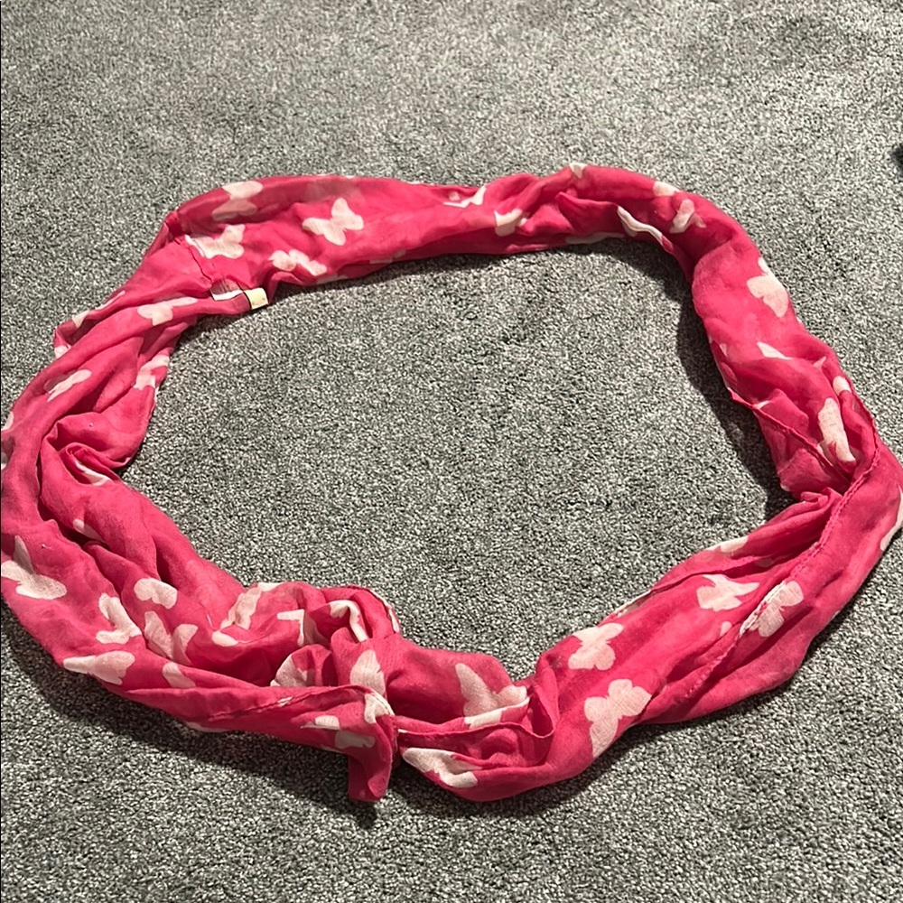 Pink and White Butterfly Light Weight Scarf